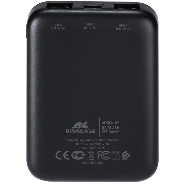 POWER BANK USB 5000MAH/VA2006 BLACK RIVACASE
