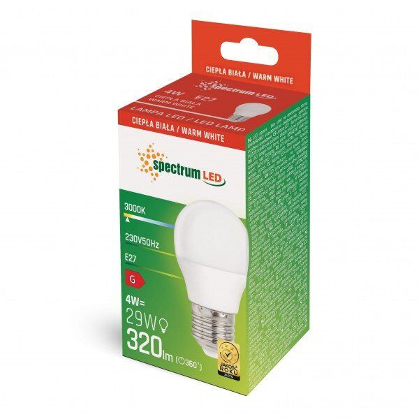 LED BULB E27 P45 4W 3000K 320LM