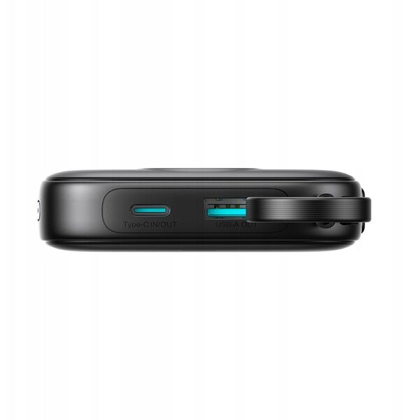 Powerbank Joyroom JR-PBF18 22.5W 10000mAh z wbudowanym kablem Lightning + kabel USB-C 0.25 cm  - czarny