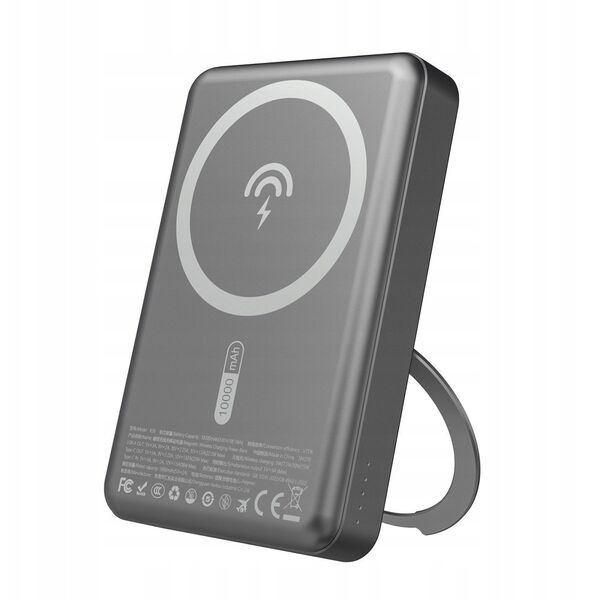 Powerbank Dudao K28 10000mAh PD 22.5W z MagSafe z metalową obudową i pierścieniem-podstawką - szary