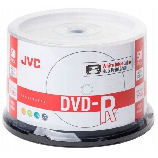 JVC DVD-R 4,7GB 16X INKJET ΛΕΥΚΟ ΕΚΤΥΠΩΣΙΜΟ CAKE*50 70771BJCK0019