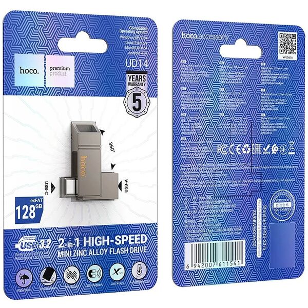 HOCO pendrive USB A + USB C + USB C UD14 128GB USB3.2