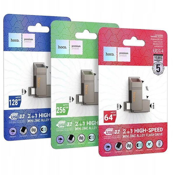 HOCO pendrive USB A + USB C + USB C UD14 64GB USB3.2