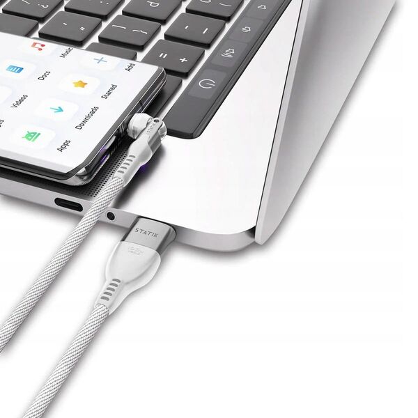 STATIK PowerPivot Pro Nylon Braided Cabel, USB-C to USB-C, 1m, White