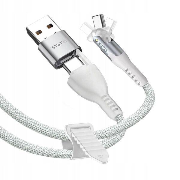 STATIK PowerPivot Pro Nylon Braided Cabel, USB-C to USB-C, 1m, White