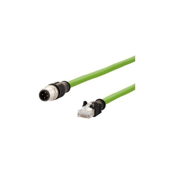 Metz METZ CONNECT Kabel połączeniowy M12 męski-RJ45 męski, 4-biegunowy z kodem D, prosty, łańcuch nadążny, moment obrotowy, 2 m