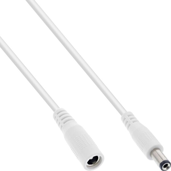 Καλώδιο επέκτασης DC InLine InLine®, αρσενικό/θηλυκό βύσμα DC 5.5x2.1mm, λευκό, 3m