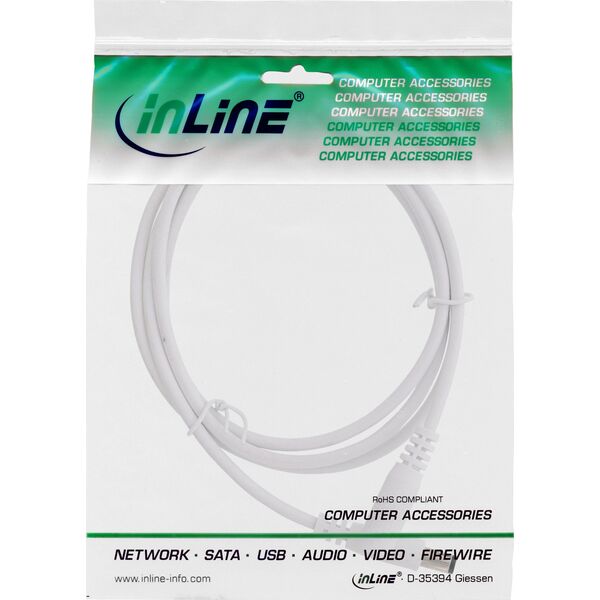 Καλώδιο επέκτασης DC InLine InLine®, αρσενικό/θηλυκό βύσμα DC 5.5x2.1mm, λευκό, 3m