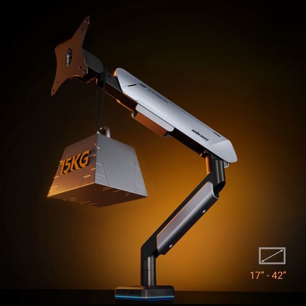 Uchwyt do monitora regulowany obrotowy Stealth II PRO RGB 17"- 42" czarny