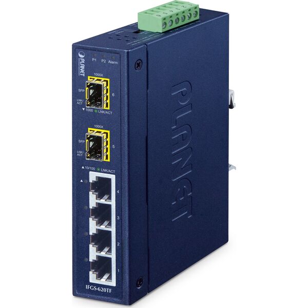 PLANET IFGS-620TF łącza sieciowe Nie zarządzany Fast Ethernet (10/100) Niebieski
