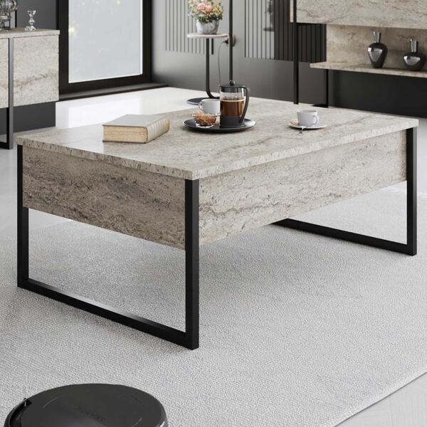 Τραπεζάκι σαλονιού Luxe Travertine, μπεζ χρώμα
