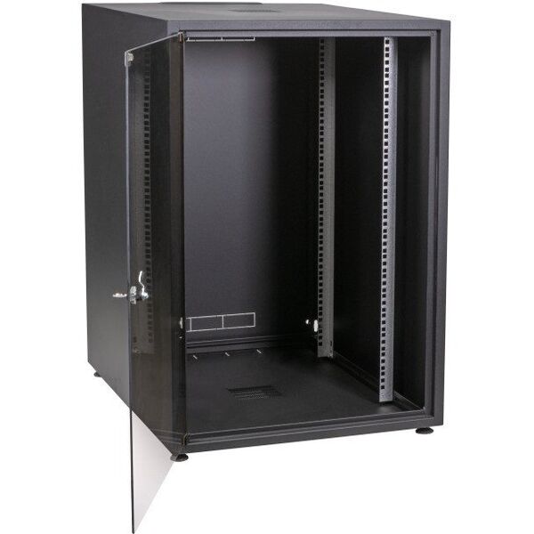 EFB 19 ιντσών ντουλάπα δικτύου OFFICE SERIE 15HE 600X600 RAL9005 Μαύρο IP20 πλήρως συναρμολογημένο και αποσυναρμολογούμενο με γυάλινη πρόσοψη 38KG φορτίο