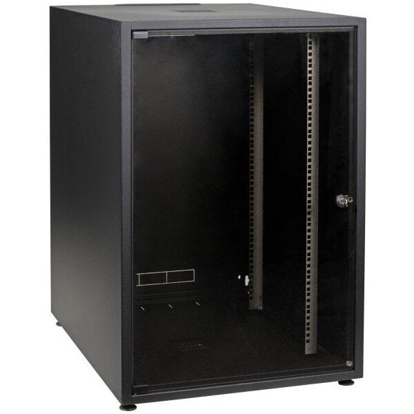 EFB 19 ιντσών ντουλάπα δικτύου OFFICE SERIE 12HE 600X600 RAL9005 Μαύρο IP20 πλήρως συναρμολογημένο και αποσυναρμολογούμενο γυάλινη πρόσοψη 30KG φορτίο