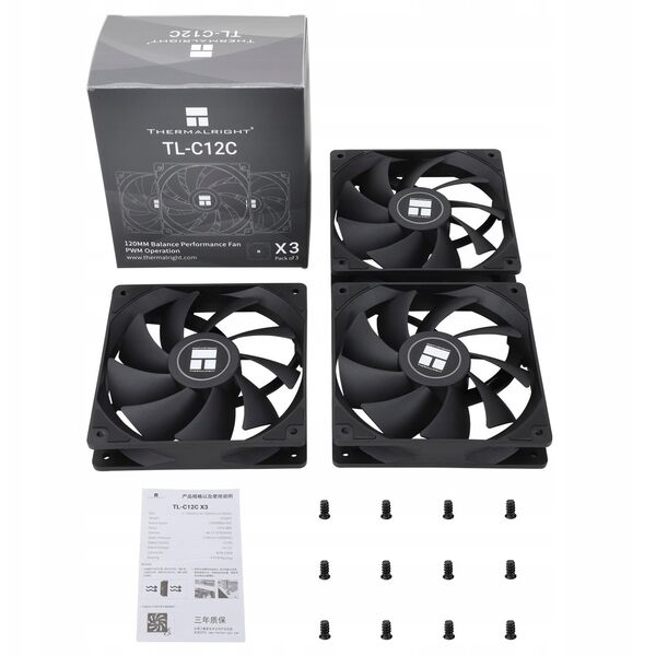 Thermalright TL-C12C X3 PWM Μαύρο 3τμχ. (120mm) (Μαύροι) Ανεμιστήρες