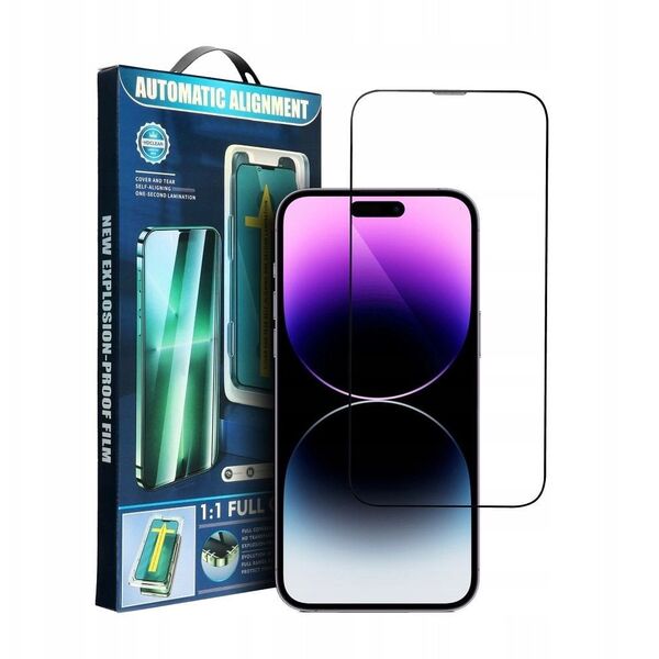 5D Full Glue Tempered Glass - για iPhone 16 Pro μαύρο + εφαρμογέας