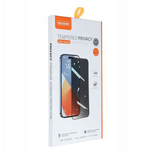 Szkło Hartowane 6D Pro Veason Privacy Glass - do Iphone 16 czarny