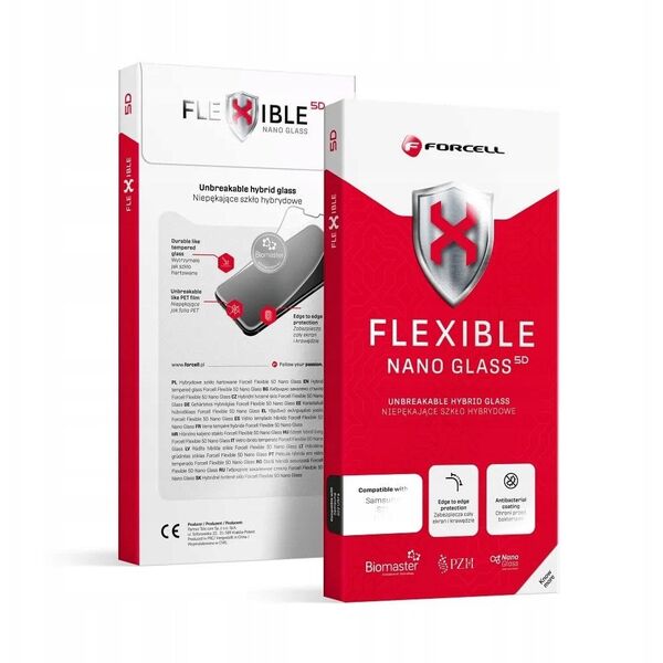 Υβριδικό γυαλί iPhone 16 FORCELL Flexible 5D μαύρο