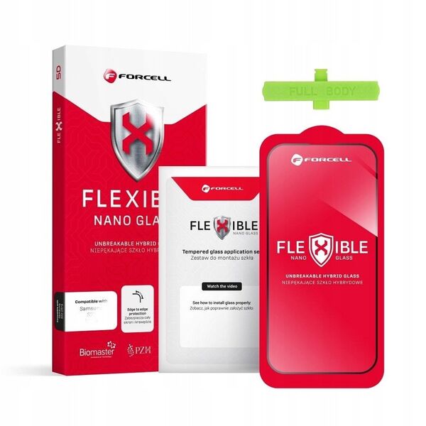 Υβριδικό γυαλί iPhone 16 FORCELL Flexible 5D μαύρο