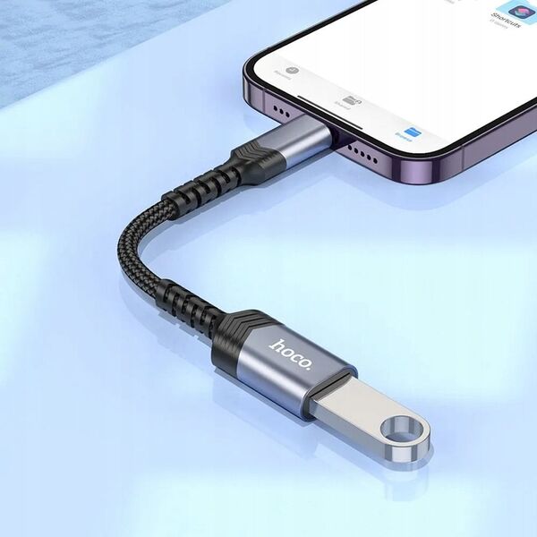 HOCO προσαρμογέας iPhone Lightning 8-pin (αρσενικό) σε USB (θηλυκό) 3.0 UA24 μαύρο