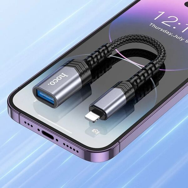 HOCO προσαρμογέας iPhone Lightning 8-pin (αρσενικό) σε USB (θηλυκό) 3.0 UA24 μαύρο