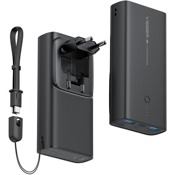 VEGER powerbank 10000 mAh PD QC3.0 20W ACE100 (W1146) μαύρο
