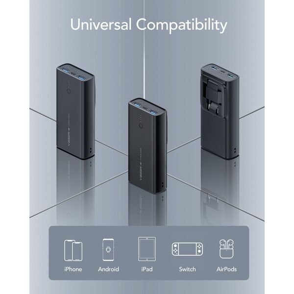 VEGER powerbank 10000 mAh PD QC3.0 20W ACE100 (W1146) μαύρο
