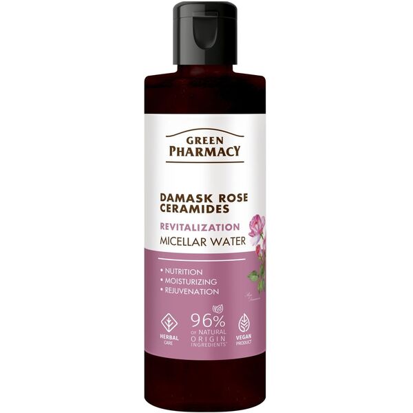 GREEN PHARMACY Róża Damasceńska + Ceramidy Rewitalizująca Woda micelarna do demakijażu twarzy 200 ml