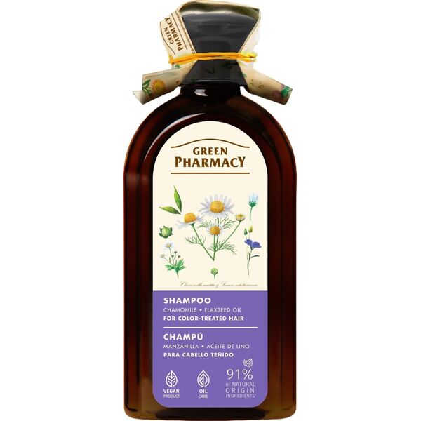GREEN PHARMACY Szampon do włosów farbowanych Rumianek i Olej lniany 350 ml