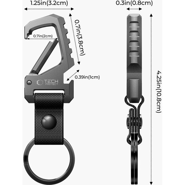 TECH-PROTECT SLIDELOCK CARABINER KEYCHAIN GUNMETAL
