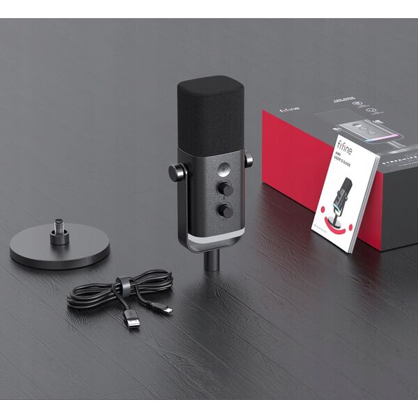 Mikrofon dynamiczny studyjny Fifine AM8 AMPLIGAME USB/XLR RGB gamingowy PnP