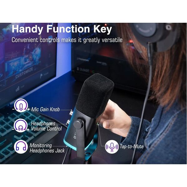 Mikrofon dynamiczny studyjny Fifine AM8 AMPLIGAME USB/XLR RGB gamingowy PnP