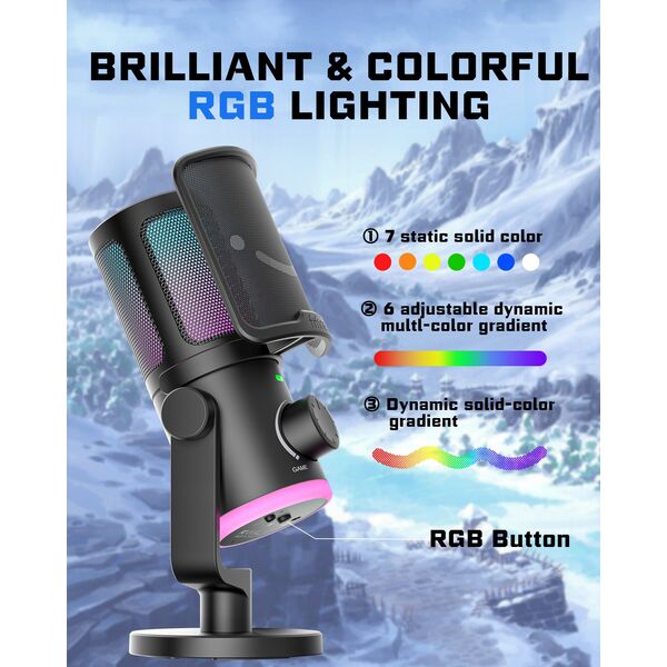 Mikrofon pojemnościowy studyjny FIFINE AM6 z TŁUMIENIEM SZUMÓW RGB