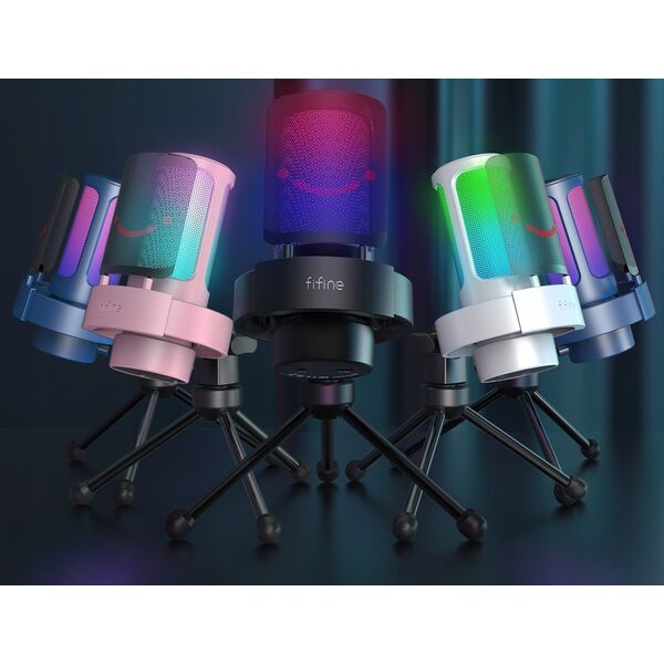 Mikrofon pojemnościowy studyjny Fifine A8W AMPLIGAME USB RGB PnP gamingowy