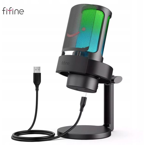 Mikrofon pojemnościowy studyjny Fifine A8W AMPLIGAME USB RGB PnP gamingowy