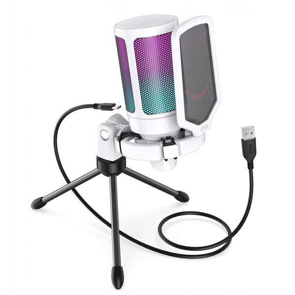 Mikrofon pojemnościowy studyjny Fifine A6VW AMPLIGAME USB RGB Plug&Play