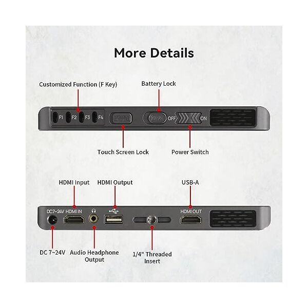 Οθόνη Αφής 7 ιντσών Portkeys LH7H με 1000 Nits