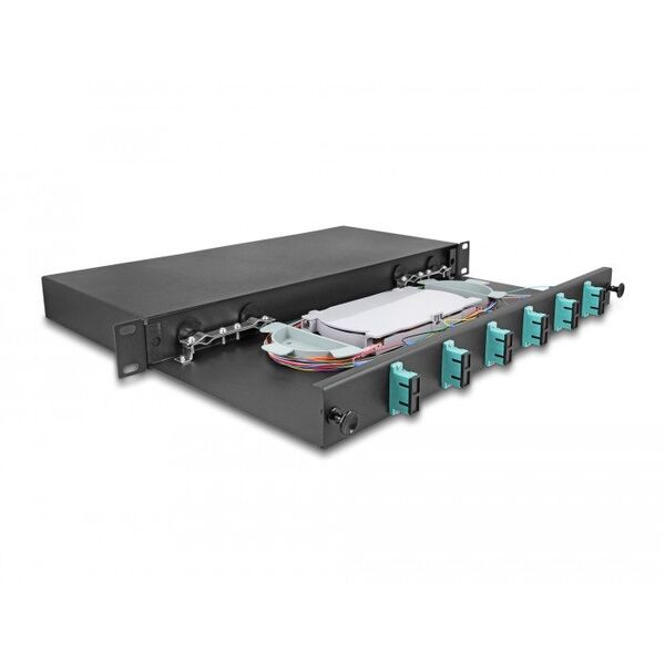 DELOCK 48,26cm 19 ιντσών LWL Σπλίσσμποξ 6 x SC Duplex OM3 1HE έτοιμο για σπλίσσ, πλήρως εξοπλισμένο