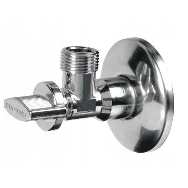 Diamond γωνιακή βαλβίδα με ροζέτα 1/2"x1/2", χρώμιο ART.228-1/2X1/2.CH