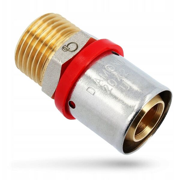 Σύνδεσμος συμπίεσης Diamond ZŁ-CH, PEX-AL-PEX, ορείχαλκος 1/2"x20 FZZ-001.1/2X20.ZŁ.CH