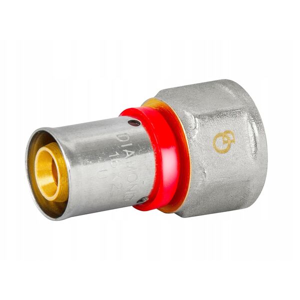 Σύνδεσμος πρεσαριστός Diamond ZŁ-DZ, PEX-AL-PEX, ορείχαλκος 1/2"x16 FZZ-002.1/2X16.ZŁ-DZ