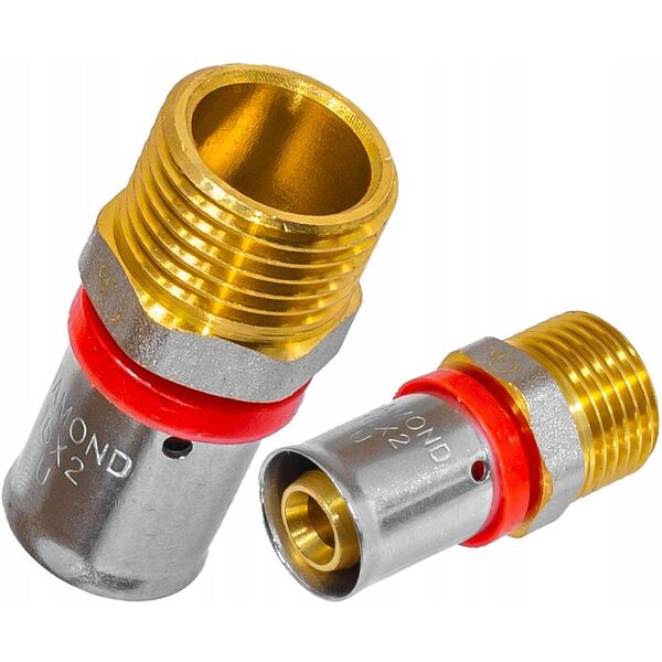 Σύνδεσμος πρεσαριστός Diamond ZŁ-CH, PEX-AL-PEX, ορείχαλκος 1/2"x16 FZZ-001.1/2X16.ZŁ-CH