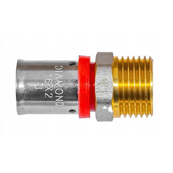 Σύνδεσμος πρεσαριστός Diamond ZŁ-CH, PEX-AL-PEX, ορείχαλκος 1/2"x16 FZZ-001.1/2X16.ZŁ-CH