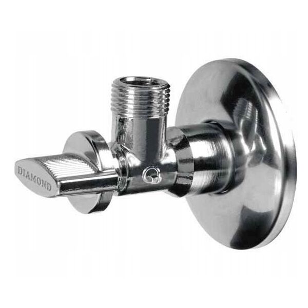 Diamond γωνιακή βαλβίδα με ροζέτα 1/2"x3/8", χρώμιο ART.228-1/2X3/8.CH