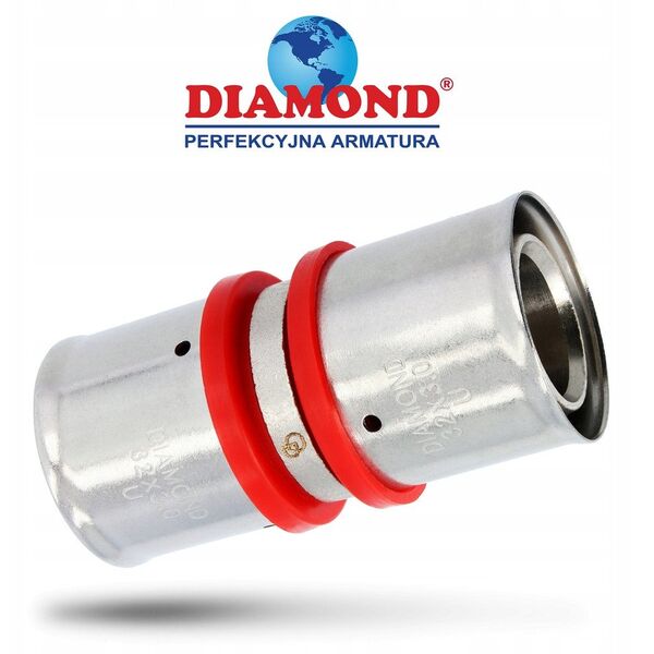 Σύνδεσμος συμπίεσης Diamond ΔΙΠΛΟΣ, PEX-AL-PEX, ορείχαλκος 32x32 FZZ-003.32X32.ZŁ-2