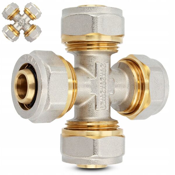 Diamond τετράγωνο PEX-AL-PEX, ορείχαλκος 20x20x20x20 FTN-011.20X20X20X20.CZ-4