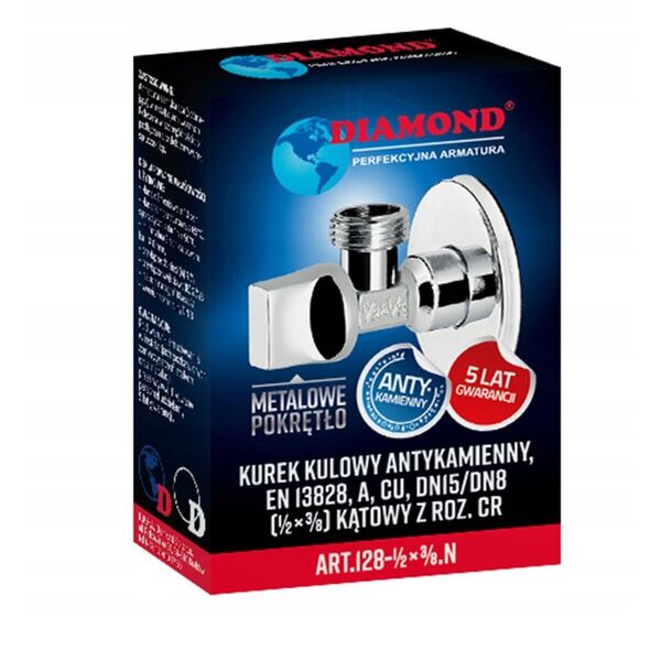 Diamond γωνιακή βαλβίδα με ροζέτα - αντι-ασβεστολιθική 1/2"x3/4" ART.128-1/2X3/4.N