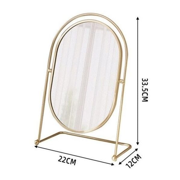 Lusterko kosmetyczne stojące złote XL jednostronne wysokość 27cm L21