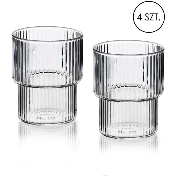 ELLA STRIPES Komplet 4 szklanek 320ml ze szkła borokrzemowego 8x7x9,7cm