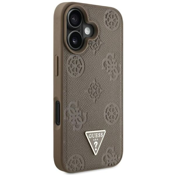 Etui Guess Grained Hot Stamp Peony       Triangle Logo MagSafe do iPhone 16 brązowy