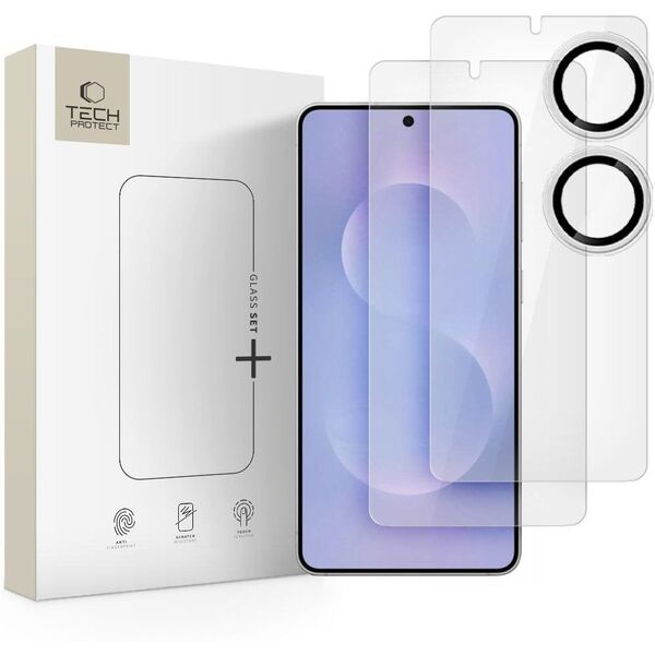 SZKŁO HARTOWANE TECH-PROTECT GLASS SET+ 3-PACK GALAXY S25 EDGE CLEAR